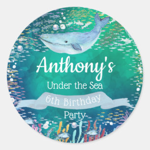 Under The Sea Födelsedag för alla åldrar Runt Klistermärke