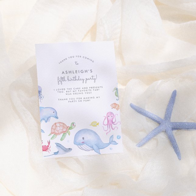 Under The Sea Födelsedagsfest Tack Kort (Skapare uppladdad)