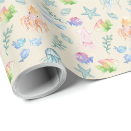 Under the Sea Gift Wrapping Paper - Cream Presentpapper