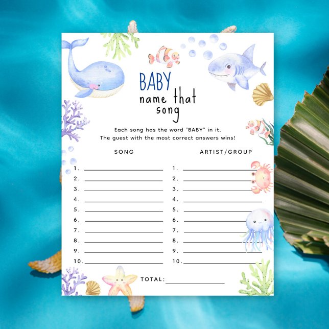 Under the sea Gissa låten baby shower spel (Skapare uppladdad)