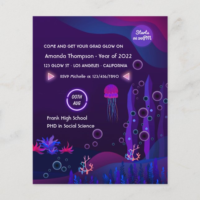 Under the Sea Glow Graduation Party Flygblad (Framsidan)