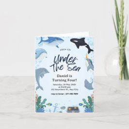 Under The Sea Hajfödelsedagskort med utvikning Meddelande