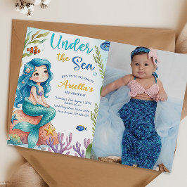 Under The Sea Havfrue 3-års Födelsedagsinbjudan Inbjudningar