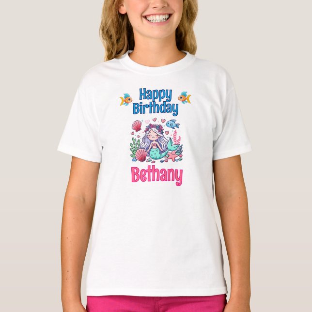 Under The Sea Havfrue Födelsedag T Shirt (Framsida)