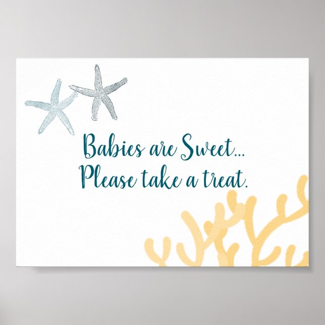 Under the Sea Havs-tema Baby Shower Godsaker Skylt (Framsidan)