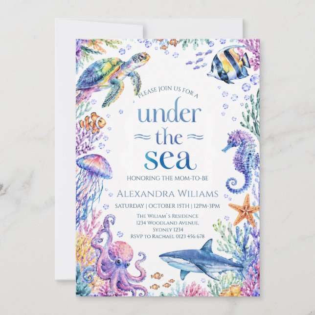 Under The Sea Havsdjur Bebis shower Inbjudningar (Framsida)