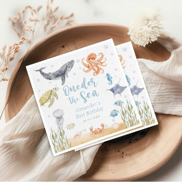 Under The Sea Havsdjur Födelsedagsservetter 1 år Pappersservett