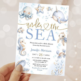 Under The Sea Havsdjur Pojke Baby Shower Inbjudningar