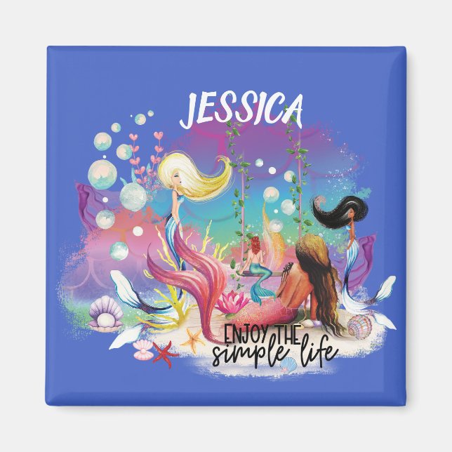 Under The Sea Havsfrus Ocean Lila Turkos Magnet (Framsidan)