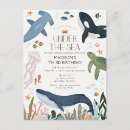 Under The Sea Könsneutral Födelsedagsinbjudan Vykort