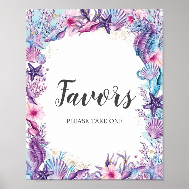 Under the Sea Lila Rosa Födelsedagsfirande Gåvor Poster (Framsidan)