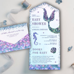 Under the Sea Lila Sjöjungfru Bebis Shower