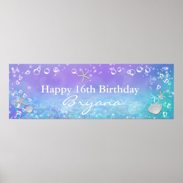 Under the Sea Magisk Födelsedagsfirande Banner Poster (Framsidan)