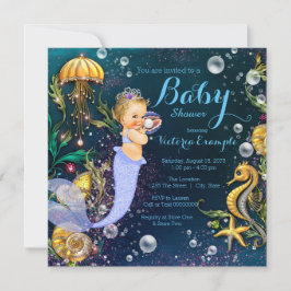 Under The Sea Mermaid Baby Shower Inbjudningar