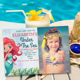 Under the sea Mermaid Birthday Girl Inbjudningar