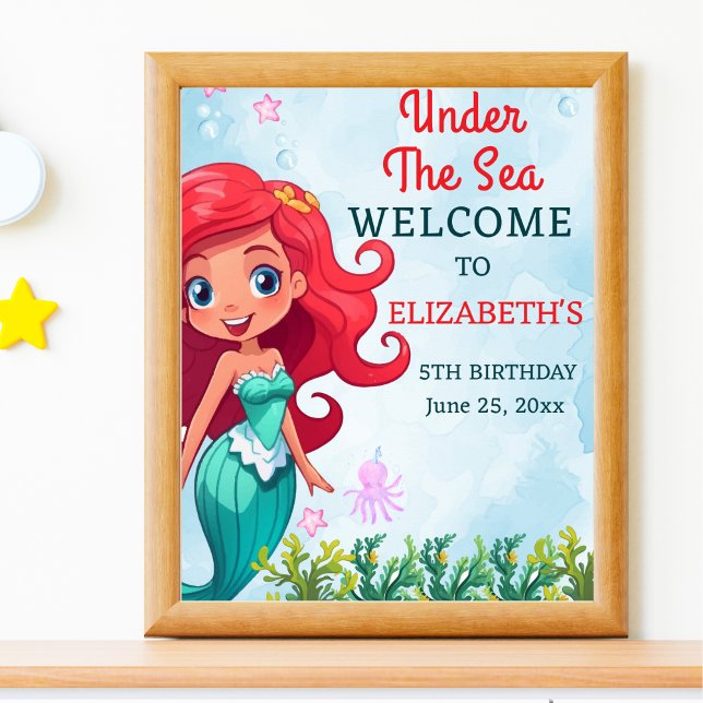 Under the sea Mermaid Birthday Girl Poster (Skapare uppladdad)