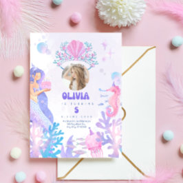 Under the sea Mermaid Birthday Invitation card Inbjudningar