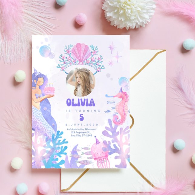 Under the sea Mermaid Birthday Invitation card Inbjudningar (Skapare uppladdad)