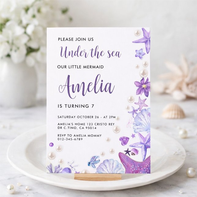 Under the Sea Mermaid Birthday Invitation for Girl Inbjudningar (Skapare uppladdad)