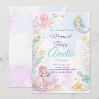 Under The Sea Mermaid Birthday Invitation Inbjudningar