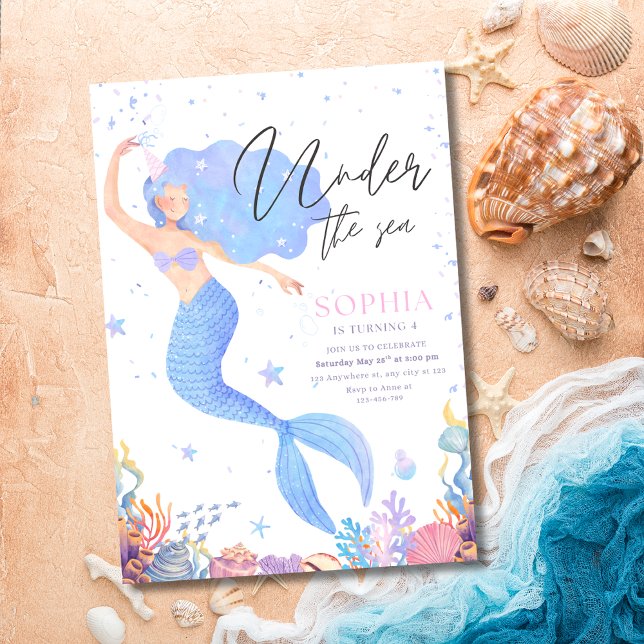 Under the Sea Mermaid Birthday Invite, Ocean Girls Inbjudningar (Skapare uppladdad)