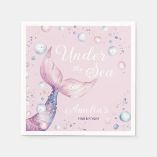 Under the Sea Mermaid First Birthday Party Pappersservett