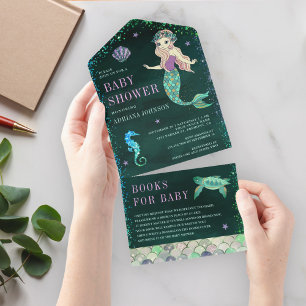 Under the Sea Mermaid Smaragdgrön Baby Shower