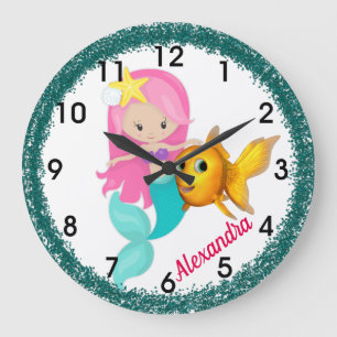 Under the Sea Mermaid Stor Klocka