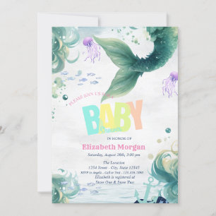 Under The Sea,Mermaid Tail Baby Shower Inbjudningar