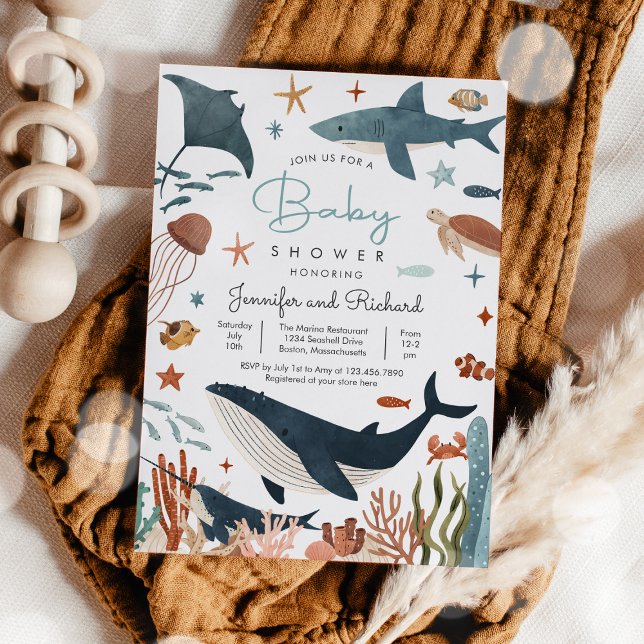 Under the Sea Ocean Animals Baby Shower  Inbjudningar (Skapare uppladdad)