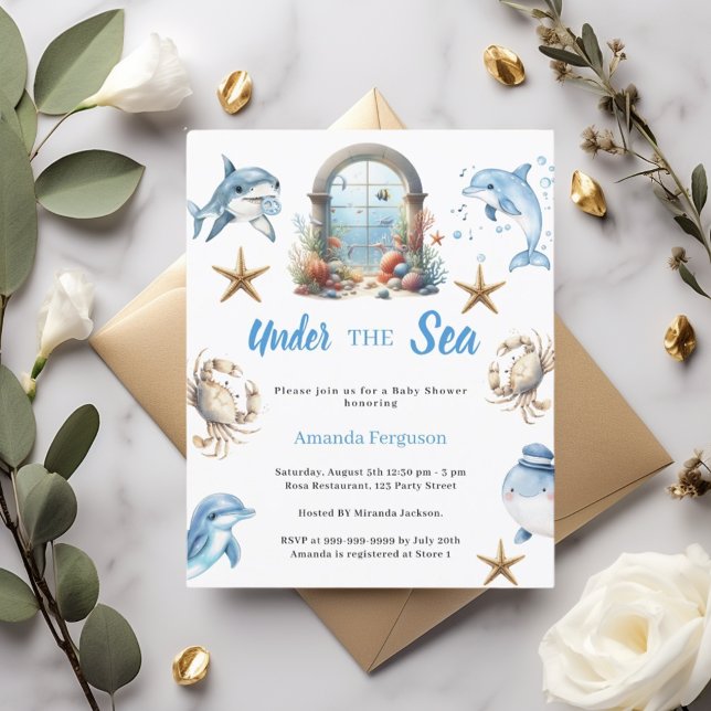 Under the sea ocean animals Baby Shower invitation (Skapare uppladdad)
