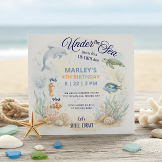 Under the Sea Ocean Animals Beach Birthday Inbjudningar