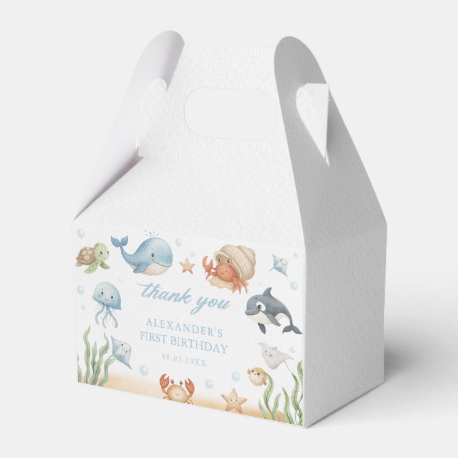 Under The Sea Ocean Animals Birthday Favor Boxes Presentaskar (Framsidan Sidan)