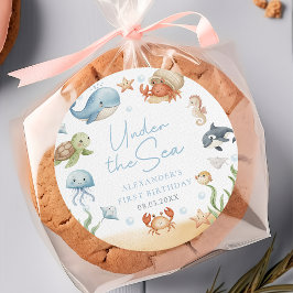 Under The Sea Ocean Animals Birthday Sticker Runt Klistermärke