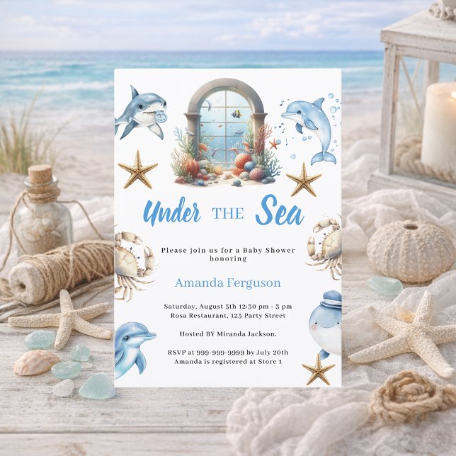Under the sea ocean animals boy Baby Shower Inbjudningar (Skapare uppladdad)