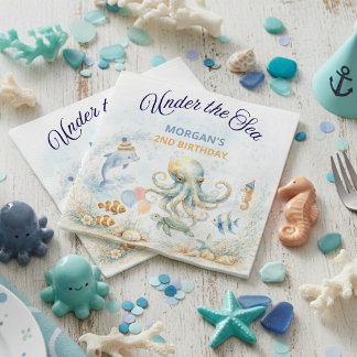 Under the Sea Ocean Animals Octopus Birthday Pappersservett