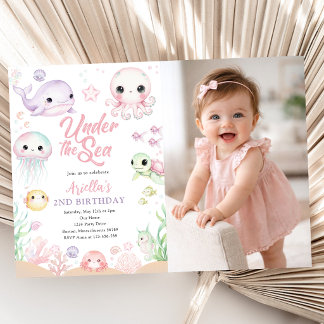 Under the Sea Ocean Animals Photo Inbjudningar