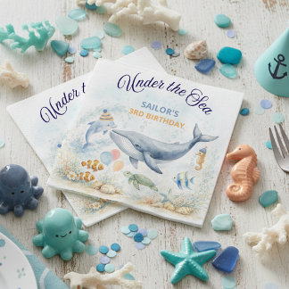 Under the Sea Ocean Animals Whale Birthday Pappersservett