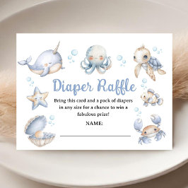 Under The Sea Ocean Baby Shower Blue Diaper Raffle Tilläggskort