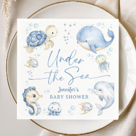 Under The Sea Ocean Baby Shower Boy Dusty Blue Pappersservett