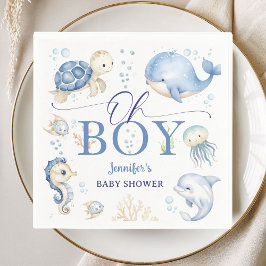Under The Sea Ocean Baby Shower Boy Paper Napkins Pappersservett