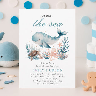 Under The Sea Ocean Baby Shower på svenska Inbjudningar