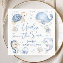 Under The Sea Ocean Baby Shower Pojke Dammt blå