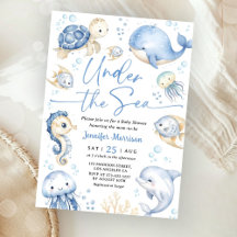 Under The Sea Ocean Baby Shower Pojke Dusty Blue
