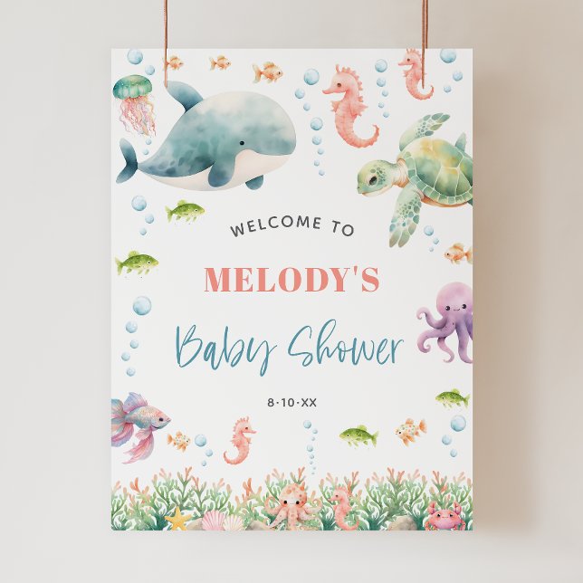 Under the Sea Ocean Baby Shower Välkomstskylt Poster (Under the Sea Ocean Baby Shower Welcome Sign
)