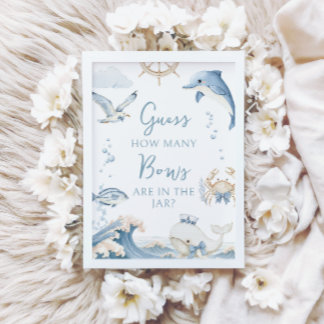 Under the Sea Ocean Hur många slingor Baby Boy Sho Inbjudningar