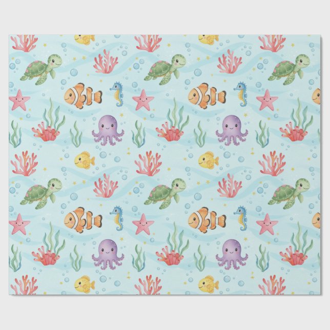 Under the Sea Party Colourful Ocean Creatures Presentpapper (Platt)