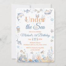 Under the Sea Pojke 1-års födelsedagsinbjudan Val