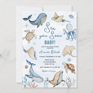 Under the Sea Sea You Soon Baby Shower Inbjudningar