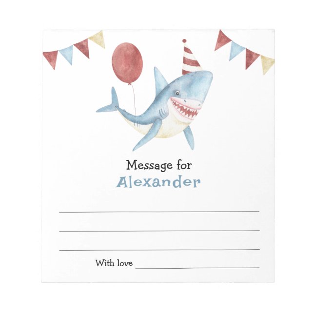 Under the sea Shark birthday time capsule message Anteckningsblock (Framsida)
